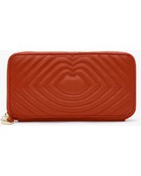 Lulu Guinness - Tansy Ripple Lip Quilted Red Leather Wallet - Lyst