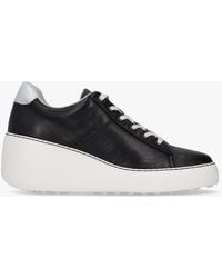 Fly London - Delf Black Silver Leather Wedge Trainers - Lyst