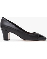 Daniel - Akuna Black Leather Block Heel Court Shoes - Lyst