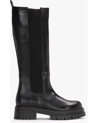 Daniel - Issa Black Leather Knee High Chelsea Boots - Lyst