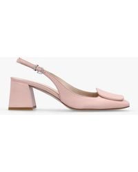 Daniel - Nessie Nude Leather Block Heel Sling Backs - Lyst