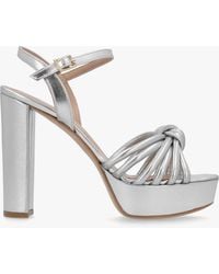 Daniel - Aknot Silver Leather Platform Heeled Sandals - Lyst