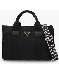 Guess - Small Canvas Ii Black Tote Bag - Lyst