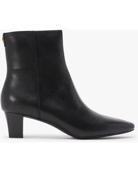 Lauren by Ralph Lauren - Willa Black Brushed Leather Block Heel Ankle Boots - Lyst