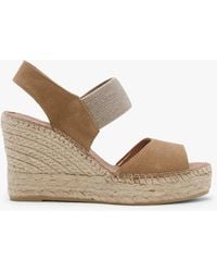 Daniel - Ilasty Tan Suede Elasticated Front Strap Wedge Sandals - Lyst