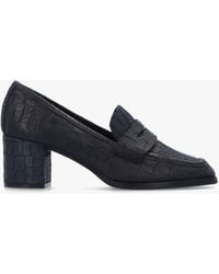 Daniel - Dark Python Leather Block Heel Loafers - Lyst