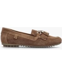 Moda In Pelle - Essana Taupe Suede Tassel Loafers - Lyst