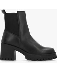 Daniel - Luxor Black Leather Block Heel Chelsea Boots - Lyst