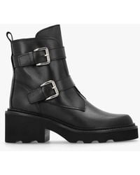 Alpe - Arose Black Leather Double Buckle Ankle Boots - Lyst