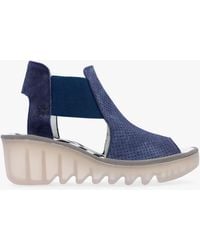Fly London - Biga Jeans Suede Wedge Sandals - Lyst