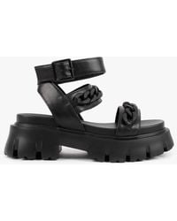 Daniel Sunky Black Leather Chunky Sandals