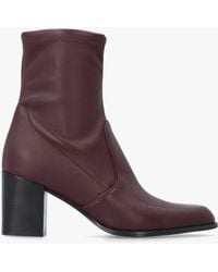Evaluna - Burgundy Sock Like Stretch Block Heel Ankle Boots - Lyst