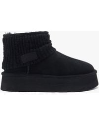 Australia Luxe - Fame Ultra Knitted Cuff Platform Ankle Boots - Lyst