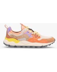 Flower Mountain - Women's Yamano 3 White Beige Salmon Suede & Technical Fabric Trainers - Lyst