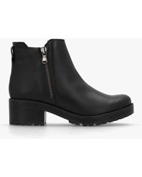 Daniel - Lockette Black Leather Size Zip Chunky Ankle Boots - Lyst