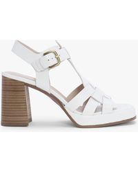 Alpe - Mesa White Leather Cage Block Heel Sandals - Lyst