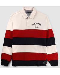 Tommy Hilfiger - Mens Stripe Prep Rugby Poloshirt In White - Lyst