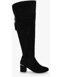 Moda In Pelle - Retta Black Suede Block Heel Over The Knee Boots - Lyst
