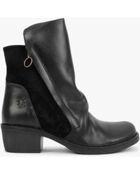 Fly London - Mely Black Leather & Suede Ankle Boots - Lyst