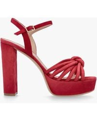 Daniel - Aknot Red Suede Platform Heeled Sandals - Lyst