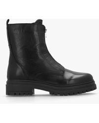 Daniel - Izippe Black Leather Front Zip Ankle Boots - Lyst
