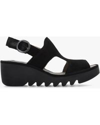 Fly London - Baif Nubuck Leather Mid Wedge Sandals - Lyst