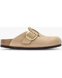 Birkenstock - Boston Big Buckle Sandcastle Nubuck Leather Clogs - Lyst