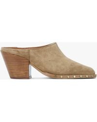 Alpe - Antwerp Tan Suede Western Stacked Heel Backless Mules - Lyst