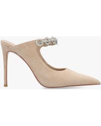Daniel - Studio Mary Nude Suede Embellished Heeled Mule Court Shoes - Lyst
