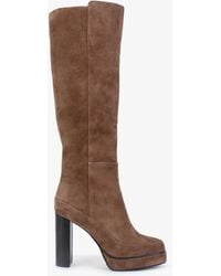 Daniel - Sippy Tan Suede Platform Knee Boots - Lyst