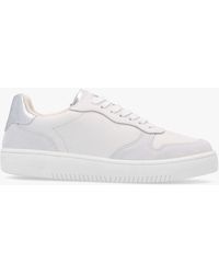 Barbour - Celeste White Silver Leather Trainers - Lyst