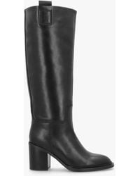 Daniel - Sound Black Leather Block Heel Knee Boots - Lyst