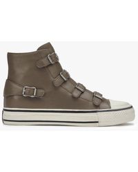 Ash Virgin 3.5 Taupe Topo Leather Buckled High Top Trainers - Brown