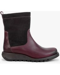 Fly London - Sauk Purple Leather & Suede Ankle Boots - Lyst