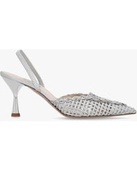 Daniel - Tiffi Low Silver Leather Woven Sling Back Mid Heel Court Shoes - Lyst