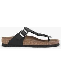 Birkenstock - Gizeh Braided Regular Black Oiled Leather Toe Post Sandals - Lyst