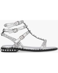 Daniel - Eternal Silver Leather Studded Gladiator Sandals - Lyst