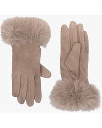 Daniel - Furry Mink Suedette Faux Fur Trim Gloves - Lyst