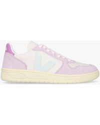 Veja - V-10 Leather Gravel Menthol Parme Trainers - Lyst