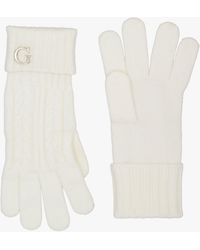 Guess - Cream Knitted G Logo Gloves - Lyst