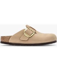Birkenstock - Boston Big Buckle Sandcastle Nubuck Leather Clogs - Lyst