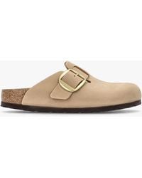 Birkenstock - Boston Big Buckle Sandcastle Nubuck Leather Clogs - Lyst