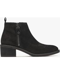 Alpe - Ackie Black Suede Western Ankle Boots - Lyst