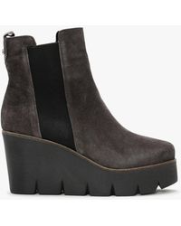 Alpe - Alpaca Grey Suede Wedge Ankle Boots - Lyst