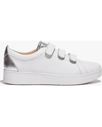 Fitflop Rally Metallic-back Urban White Silver Leather Strap Sneakers
