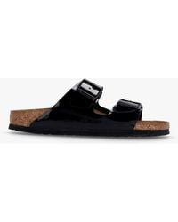Birkenstock - Arizona Birko-flor Black Patent Two Bar Mules - Lyst