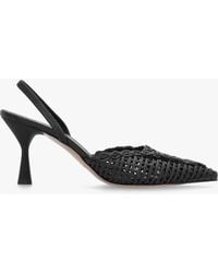 Daniel - Tiffi Black Leather Woven Sling Back Mid Heel Court Shoes - Lyst