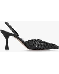 Daniel - Tiffi Black Leather Woven Sling Back Mid Heel Court Shoes - Lyst