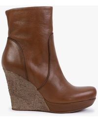Daniel Wisest Tan Leather Wedge Ankle Boots - Brown