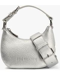 Love Moschino - Laminated Metallic Argento Baguette Bag - Lyst